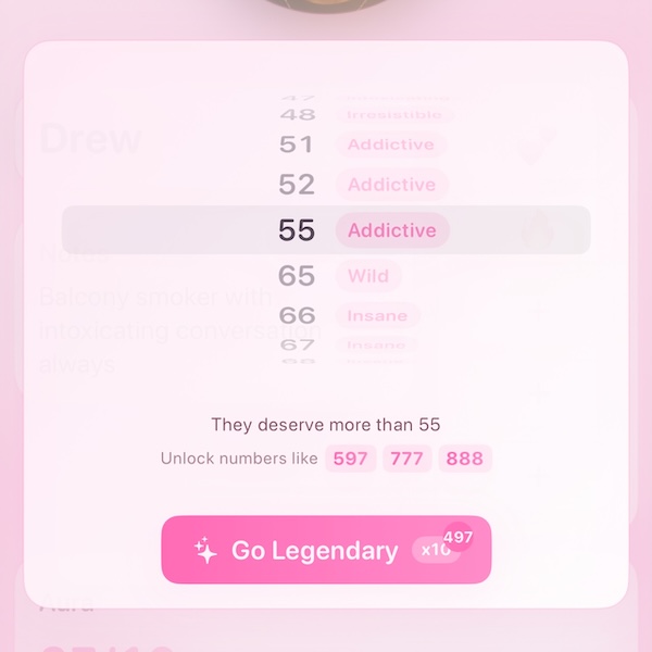 Friend Aura boost system showing aura number selection and energy rating interface